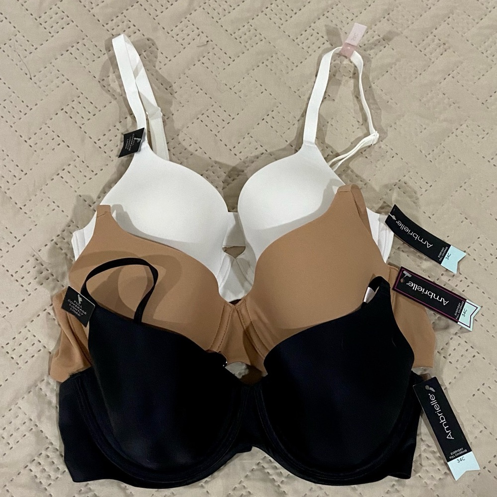 Lot of 3 Ambrielle Everyday Full Coverage Bra 34C NEW WITH TAGS